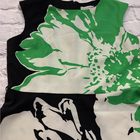 🔵Sandra Darren Vibrant Green and White Dress - Picture 4 of 12